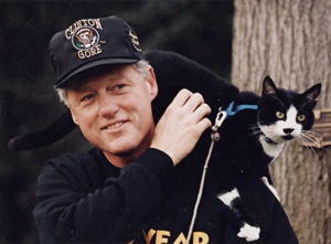 President Bill Clinton with the family's beloved cat Socks.