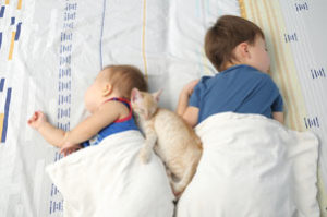 Children Sleeping With a Cat