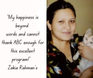 Zakia Rahman for Animal Behavior College.