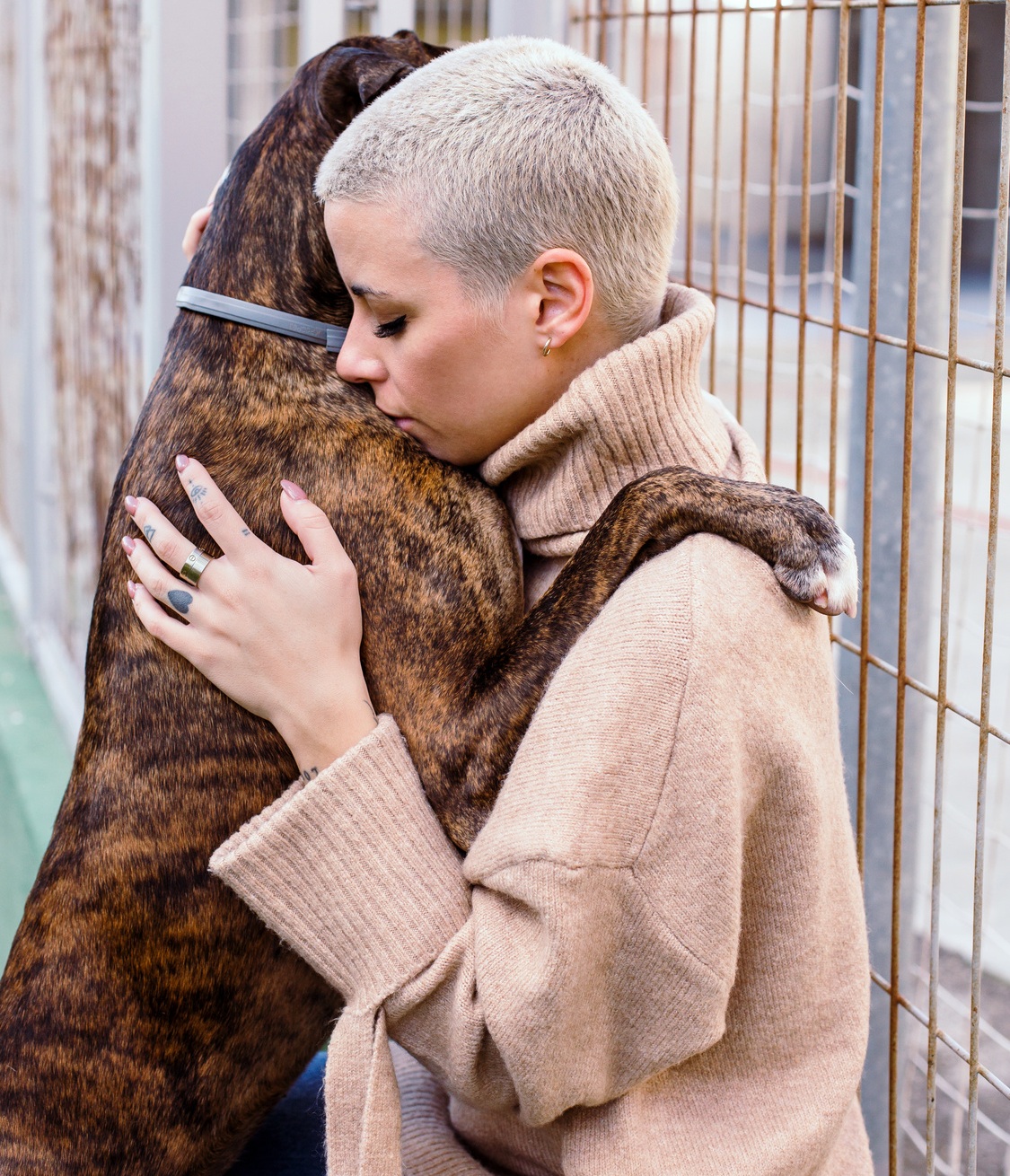 Animal care professional with rescue dog
